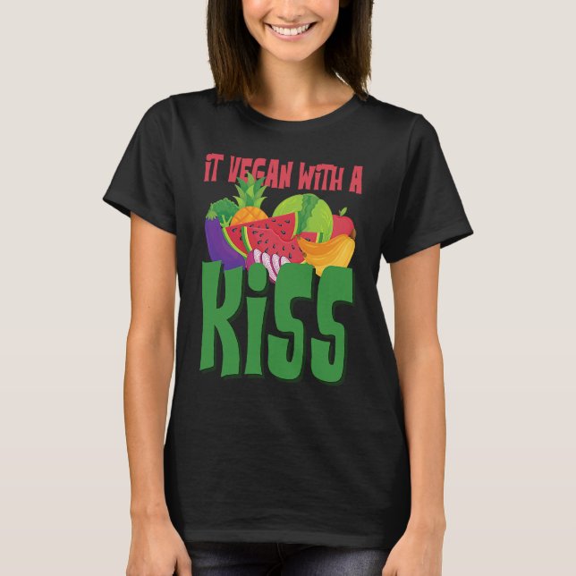 Camiseta Vegan Con Un Beso De Veganismo De Comida (Anverso)