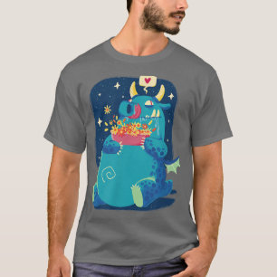 Camiseta Vegan Dragon Eats Flowers Vegetarian 