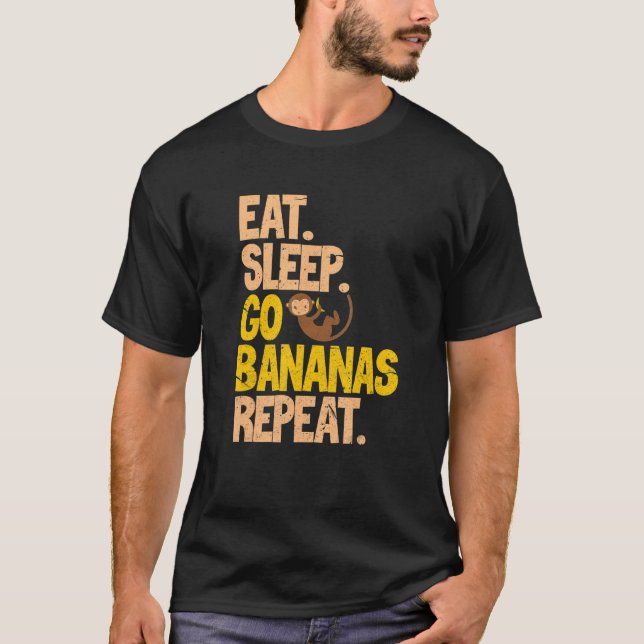 Camiseta Vegan Eat Sleep Go Bananas Repetir Vegetariano (Anverso)
