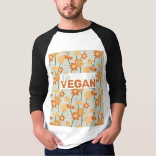 Camiseta ¡Vegan! Flores retro de los años 70 apagadas