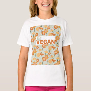 Camiseta ¡Vegan! Flores retro de los años 70 apagadas