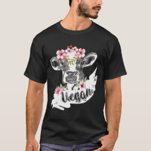 Camiseta Vegan Funny Cow Con Cabeza De Flor