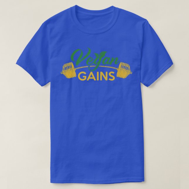 Camiseta Vegan Gains Coma Verduras Y Frutas Vegetarianas (Diseño del anverso)