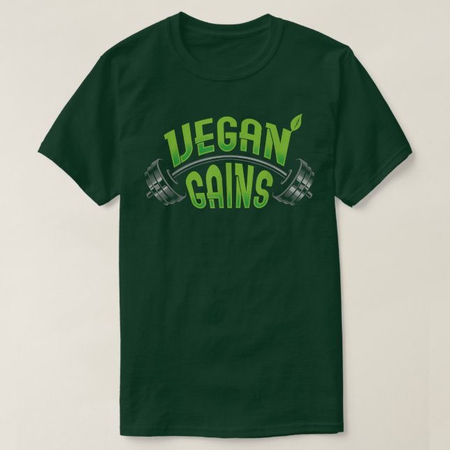 Camiseta Vegan Gains Muscles Bodybuilder (Diseño del anverso)