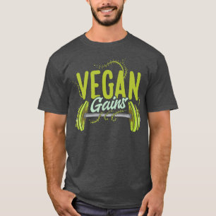 Camiseta Vegan Gains Vegetarian Bodybuilder Veggie Bodybuil