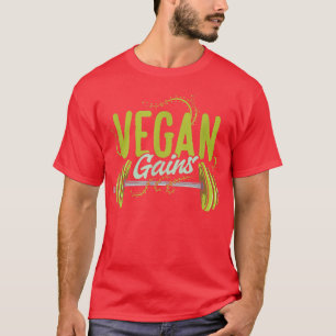 Camiseta Vegan Gains Vegetarian Bodybuilder Veggie Bodybuil