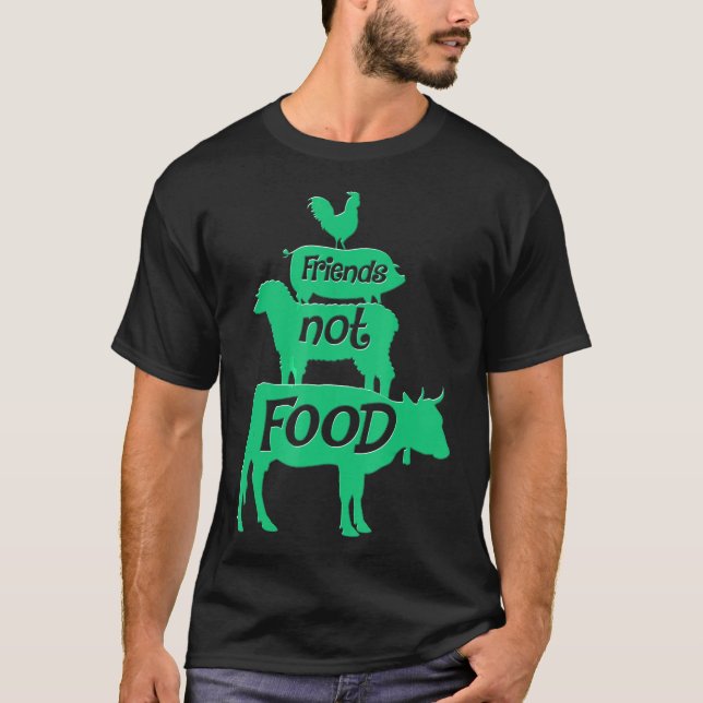 Camiseta Vegan graciosos amigos no comida (Anverso)