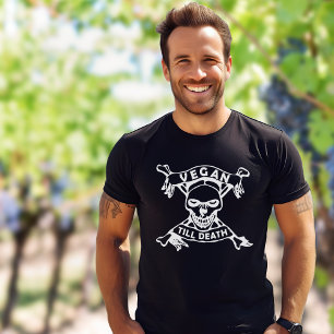 Camiseta Vegan hasta la muerte Cráneo Blanco