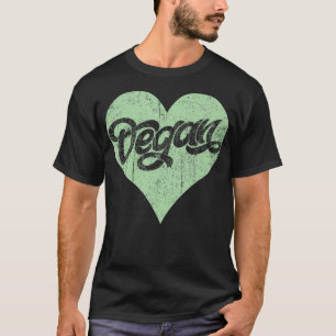 Camiseta Vegan love heart design vintage vegetal a base de