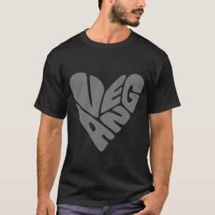 Camiseta Vegan Modern Text Big Gray Heart Simple Design