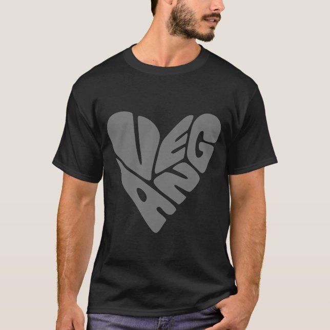 Camiseta Vegan Modern Text Big Gray Heart Simple Design (Anverso)