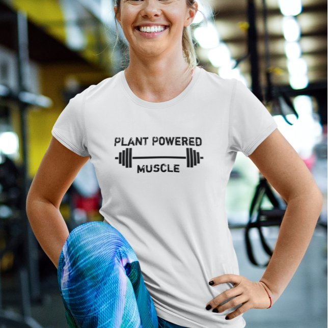 Camiseta Vegan Plant Powered Muscle Weights Vegetariano (Subido por el creador)