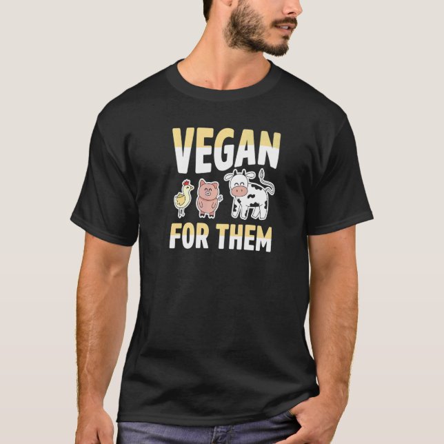 Camiseta Vegan Por Ellos Animales De Granja Ética De Pollo  (Anverso)