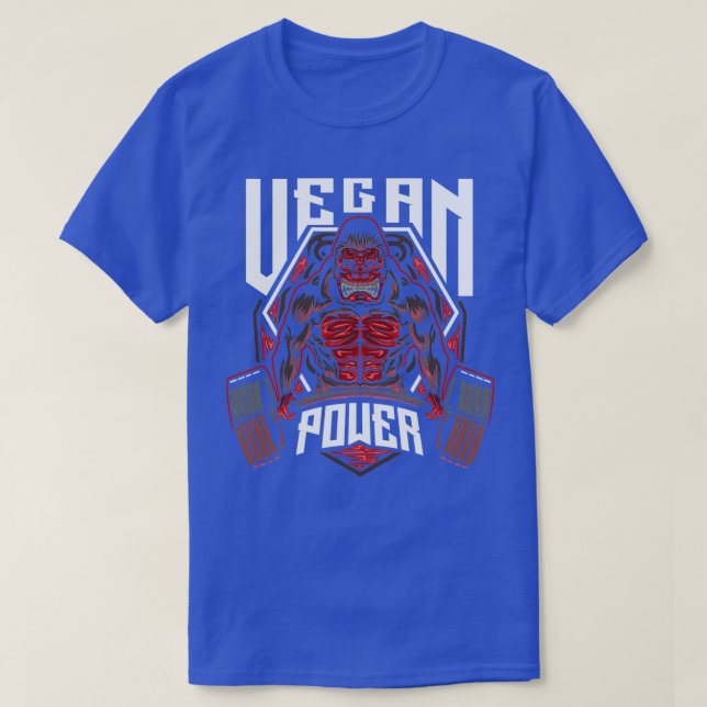 Camiseta Vegan Power Fitness Fuerza Muscular Gorila Mono (Diseño del anverso)