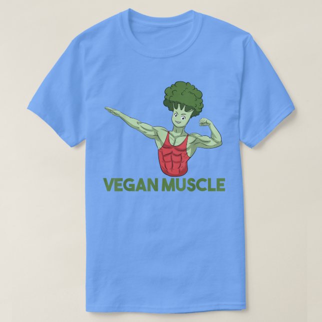 Camiseta Vegan Power Vegetarian Plant Broccoli Bodybuilding (Diseño del anverso)