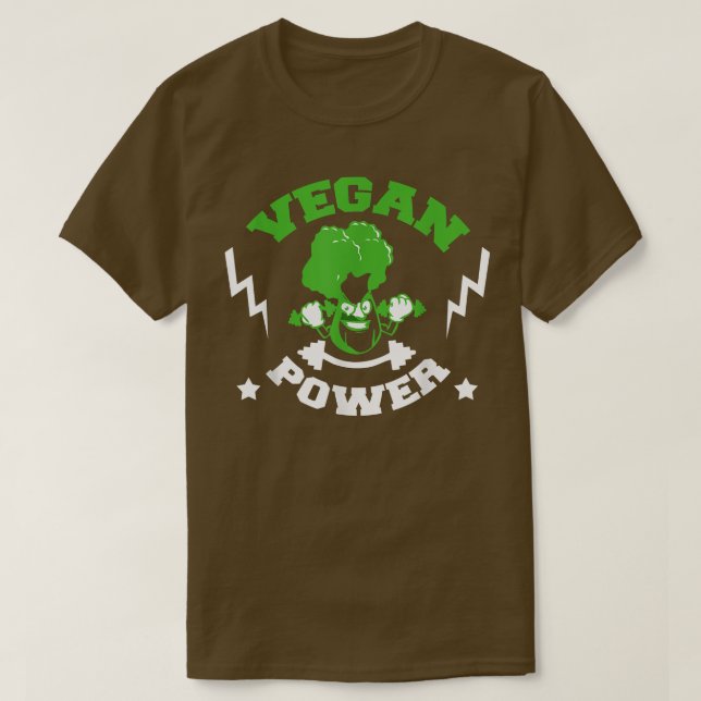 Camiseta Vegan Power Vegetarian Planta Broccoli Bodybuildin (Diseño del anverso)
