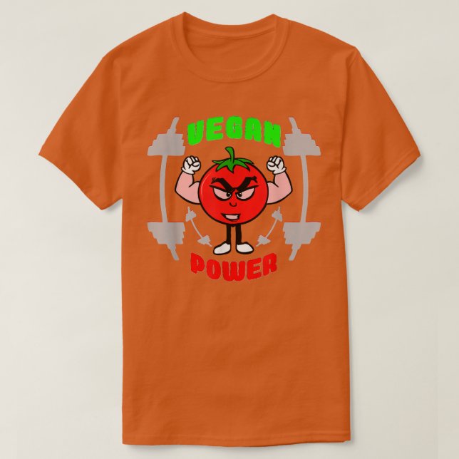 Camiseta Vegan Power Vegetarian Planta de Tomate Bodybuildi (Diseño del anverso)