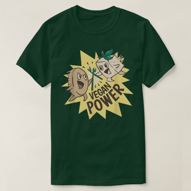 Camiseta Vegan Power Vegetarian Planta Músculo Bodybuilding (Diseño del anverso)