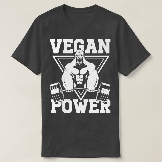 Camiseta Vegan Power Workout Muscular Gorilla Bodybuilding  (Diseño del anverso)