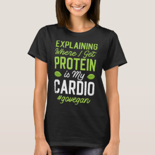 Camiseta Vegan Protein Cardio Gracioso Para El Trabajo Vega