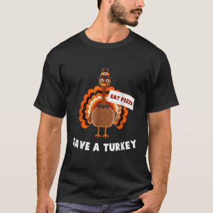 Camiseta Vegan Save A Turkey Eat Pizza Acción de Gracias