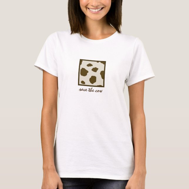 Camiseta Vegan SAVE THE COW Brown Spots (Anverso)