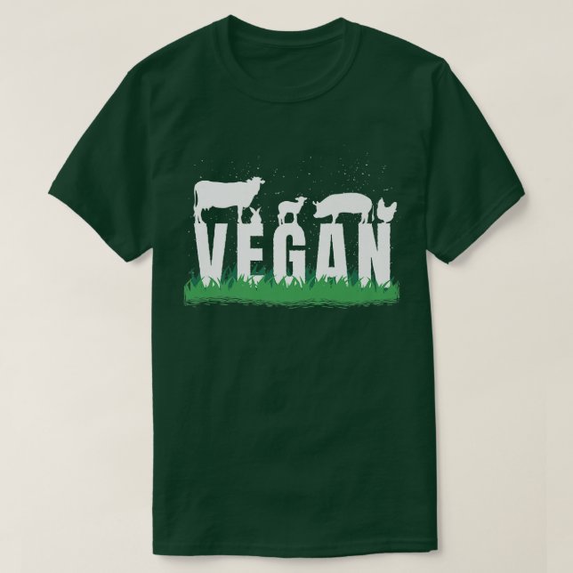 Camiseta Vegan Silhouette Veggie Cow Pig Premium (Diseño del anverso)