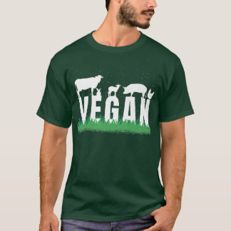 Camiseta Vegan Silhouette Veggie Cow Pig Premium
