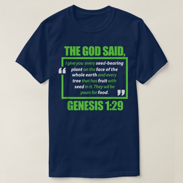 Camiseta Vegan The God Said Genesis Vegetarian Veganism Pla (Diseño del anverso)