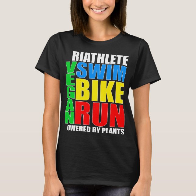 Camiseta Vegan Triathlete Swim Bike Run (Anverso)