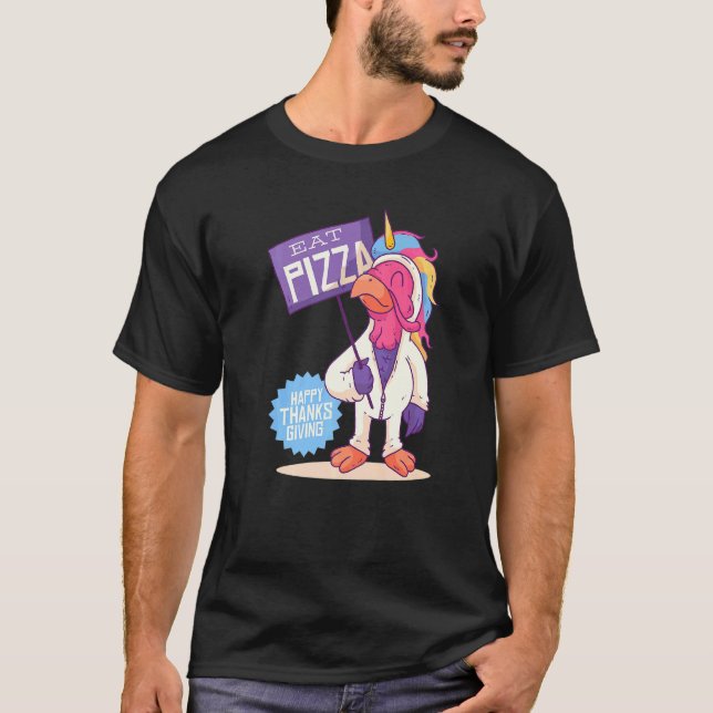 Camiseta Vegan Turkey Pizza Gratuito de Unicornio de Acción (Anverso)