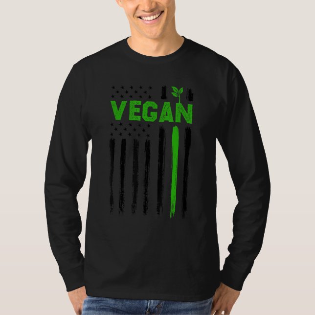 Camiseta Vegan USA American Flag Vegetarian Farming Vegan 4 (Anverso)