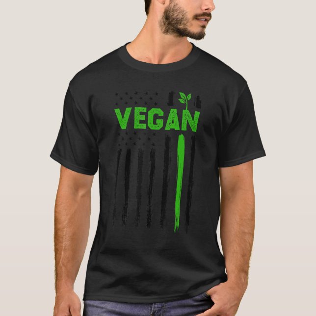 Camiseta Vegan USA American Flag Vegetarian Farming Vegan 4 (Anverso)