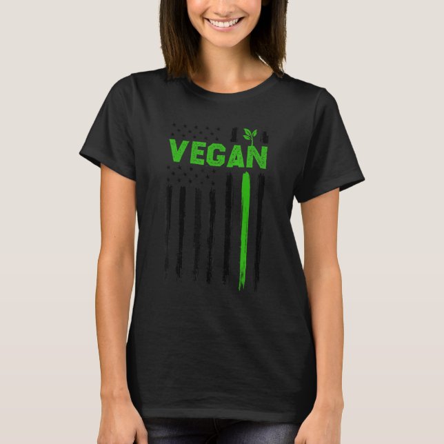 Camiseta Vegan USA American Flag Vegetarian Farming Vegan 4 (Anverso)