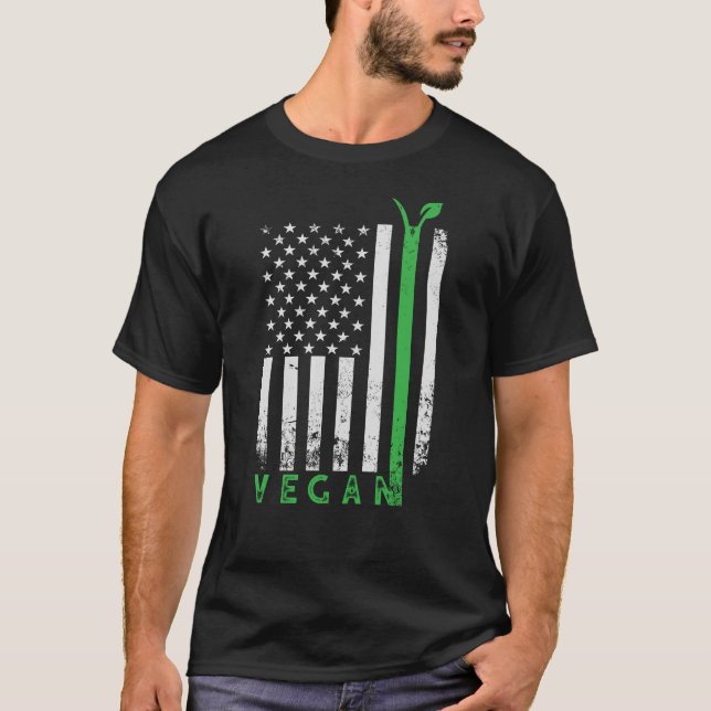 Camiseta Vegan USA Bandera Americana Día Mundial de la Vege (Anverso)