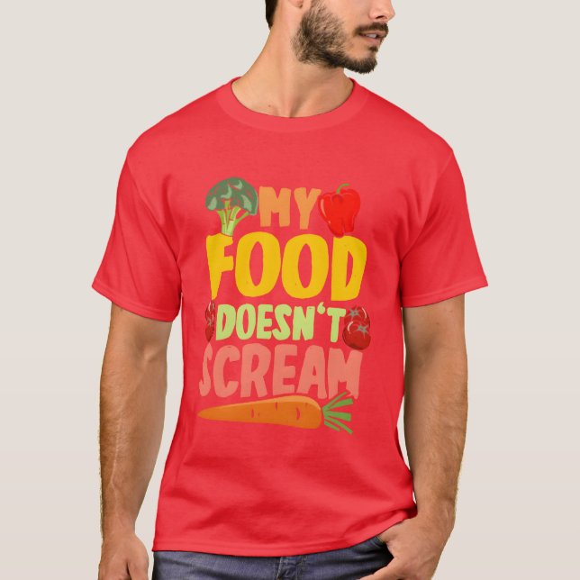 Camiseta Vegan Vegetarier My Food Doesnt Scream retro (Anverso)