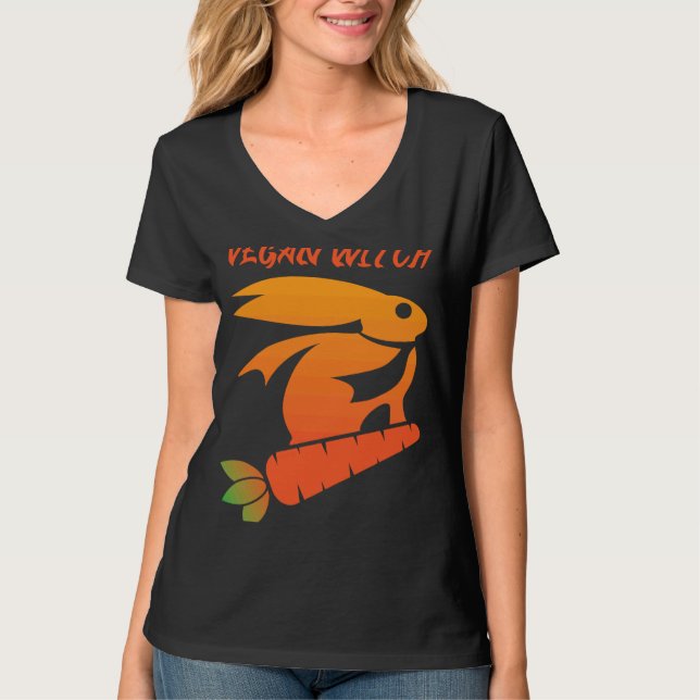 Camiseta Vegan Witch Rabbit Carrot Animal Rights (Anverso)