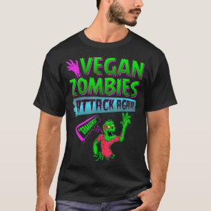 Camiseta Vegan Zombies atacan de nuevo, gracioso Hallo vege