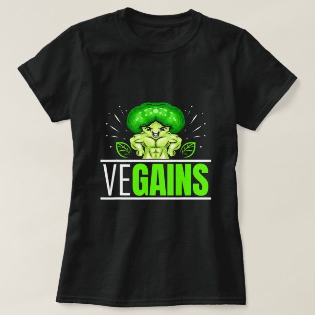 Camiseta VeGana Fuerte Broccoli Bodybuilding Vegetarian Y (Diseño del anverso)