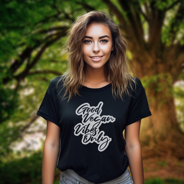 Camiseta Veganismo blanco y negro sólo para las vibes vegan (Subido por el creador)