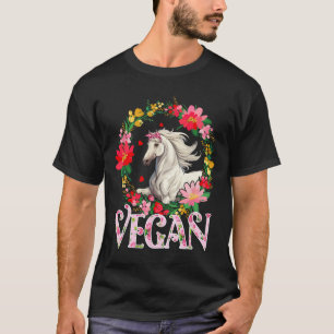 Camiseta Vegano Caballo Lindo Flores Círculo Agricultura Am