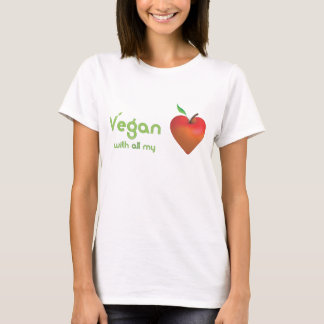 Camiseta Vegano con todo mi corazón (corazón rojo de la