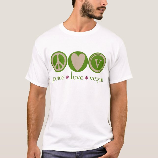 Camiseta Vegano del amor de la paz (Anverso)