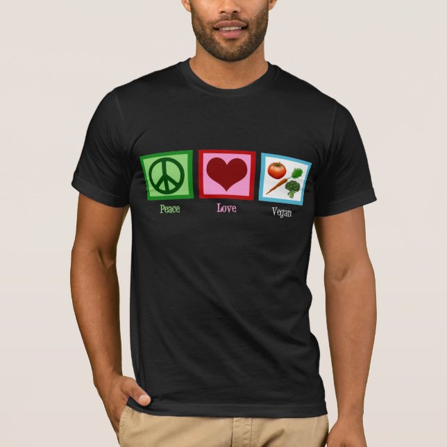 Camiseta Vegano del amor de la paz (Anverso)