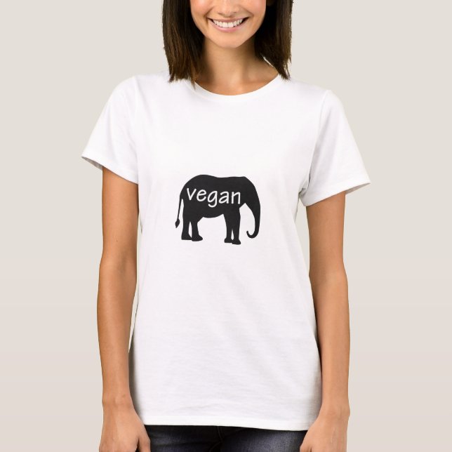 Camiseta Vegano (en un diseño del elefante) (Anverso)