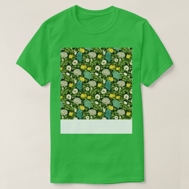 Camiseta Vegetable patrón sin foco Veggie Leafy Sala Verde (Diseño del anverso)