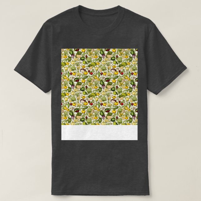 Camiseta Vegetable patrón sin foco Veggie Leafy Sala Verde (Diseño del anverso)