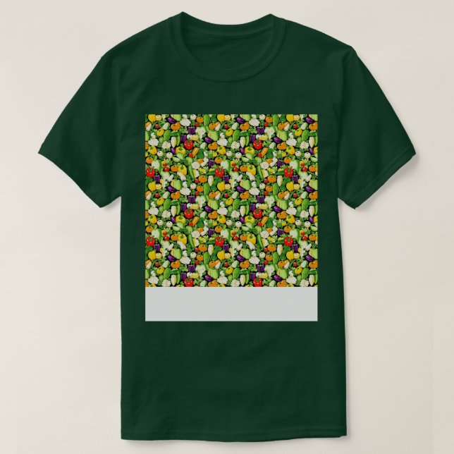 Camiseta Vegetable patrón sin foco Veggie Leafy Sala Verde (Diseño del anverso)