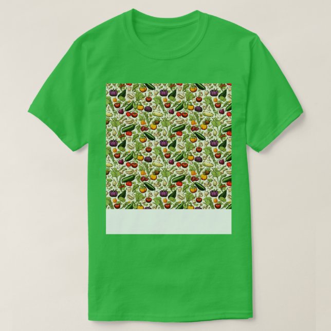 Camiseta Vegetable patrón sin foco Veggie Leafy Sala Verde (Diseño del anverso)