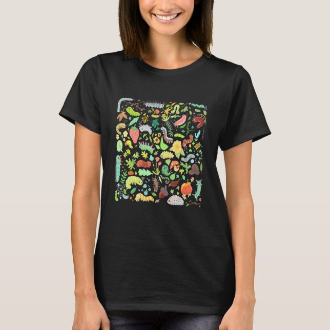 Camiseta Vegetación de orugas con flores de frutas (Anverso)